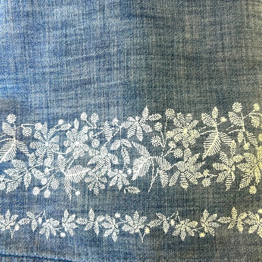GAP | Blue A-line Button Front Chambray Dress with Floral Detailing